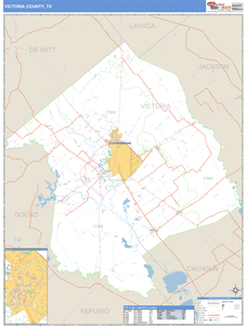 Victoria County, Texas Zip Code Wall Map