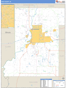 Vigo County, Indiana Zip Code Wall Map