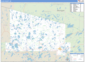 Vilas County, Wisconsin Zip Code Wall Map
