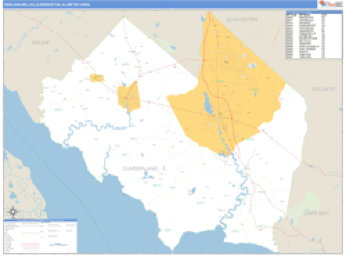 Vineland-Millville-Bridgeton, New Jersey Metro Area Wall Map Market Maps (IDI)