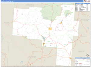 Vinton County, Ohio Zip Code Wall Map