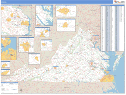 Vb Zip Code Map Virginia ZIP Code Wall Map | Map Geek.com