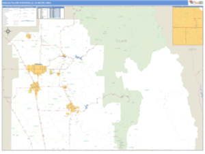 Visalia-Tulare-Porterville, California Metro Area Wall Map