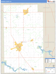 Wabash County, Indiana Zip Code Wall Map