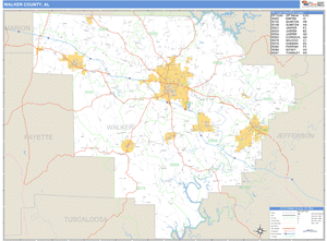 Walker County, Alabama Zip Code Wall Map