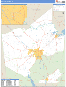 Walker County, Texas Zip Code Wall Map