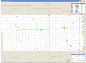 Walsh County, North Dakota Zip Code Wall Map