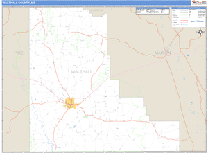 Walthall County, Mississippi Zip Code Wall Map