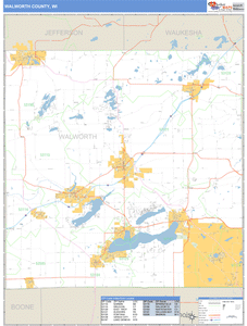 Walworth County, Wisconsin Zip Code Wall Map