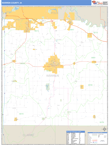 Warren County, Iowa Zip Code Wall Map Market Maps (IDI)