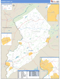 Warren County, New Jersey Zip Code Wall Map