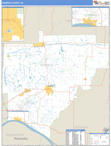 Warrick County, Indiana Zip Code Wall Map