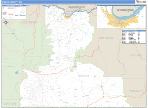 Wasco County, Oregon Zip Code Wall Map