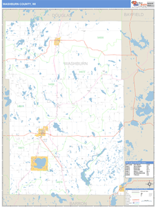 Washburn County, Wisconsin Zip Code Wall Map