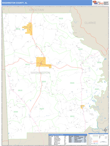 Washington County, Alabama Zip Code Wall Map