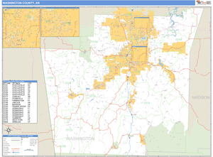 Washington County, Arkansas Zip Code Wall Map