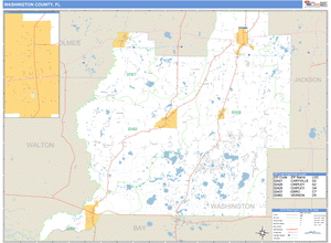 Washington County, Florida Zip Code Wall Map