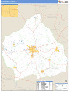 Washington County, Georgia Zip Code Wall Map