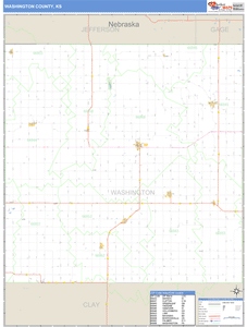 Washington County, Kansas Zip Code Wall Map