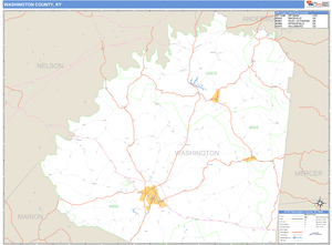 Washington County, Kentucky Zip Code Wall Map