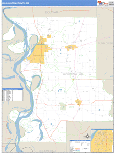 Washington County, Mississippi Zip Code Wall Map