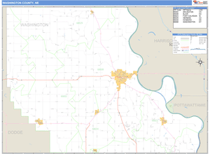 Washington County, Nebraska Zip Code Wall Map