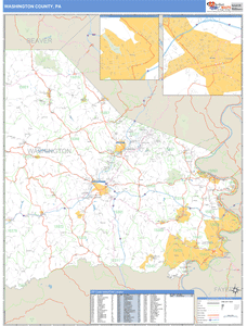 Washington County, Pennsylvania Zip Code Wall Map
