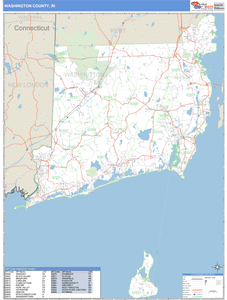 Washington County, Rhode Island Zip Code Wall Map