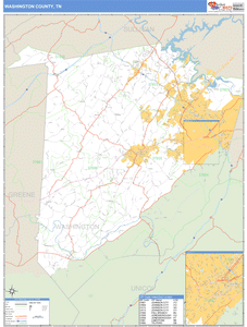Washington County, Tennessee Zip Code Wall Map