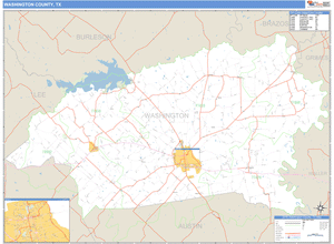 Washington County, Texas Zip Code Wall Map