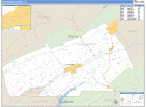 Washington County, Virginia Zip Code Wall Map
