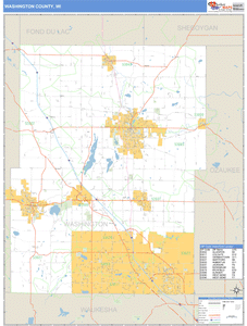 Washington County, Wisconsin Zip Code Wall Map