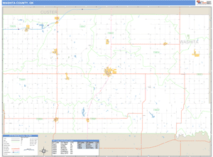 Washita County, Oklahoma Zip Code Wall Map