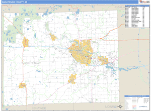 Washtenaw County, Michigan Zip Code Wall Map