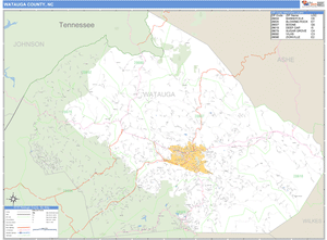 Watauga County, North Carolina Zip Code Wall Map