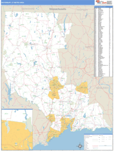 Waterbury, Connecticut Metro Area Wall Map