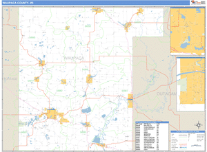 Waupaca County, Wisconsin Zip Code Wall Map