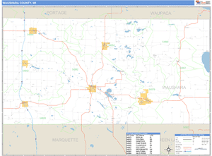 Waushara County, Wisconsin Zip Code Wall Map