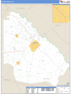 Wayne County, Georgia Zip Code Wall Map