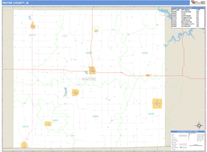 Wayne County, Iowa Zip Code Wall Map