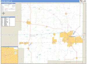 Wayne County, Indiana Zip Code Wall Map