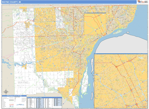 Wayne County, Michigan Zip Code Wall Map