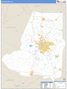 Wayne County, North Carolina Zip Code Wall Map