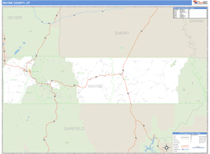 Wayne County, Utah Zip Code Wall Map