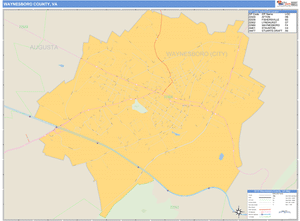 Waynesboro County, Virginia Zip Code Wall Map
