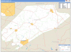 Webster County, Kentucky Zip Code Wall Map