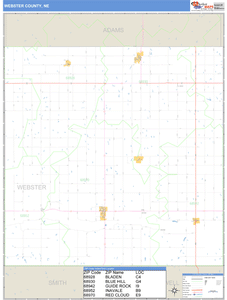 Webster County, Nebraska Zip Code Wall Map