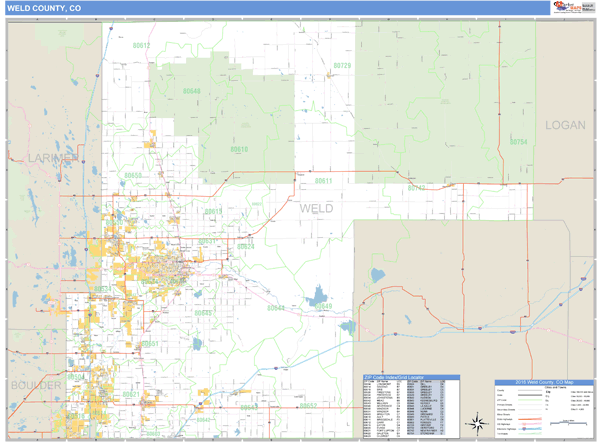 Weld County, Colorado Zip Code Wall Map Market Maps (IDI)
