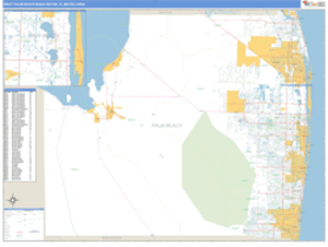 West Palm Beach-Boca Raton, Florida Metro Area Wall Map
