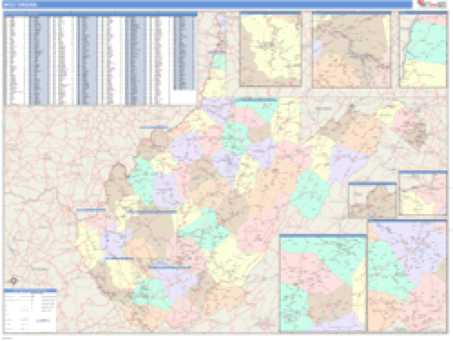 West Virginia Business Wall Map Market Maps (IDI)